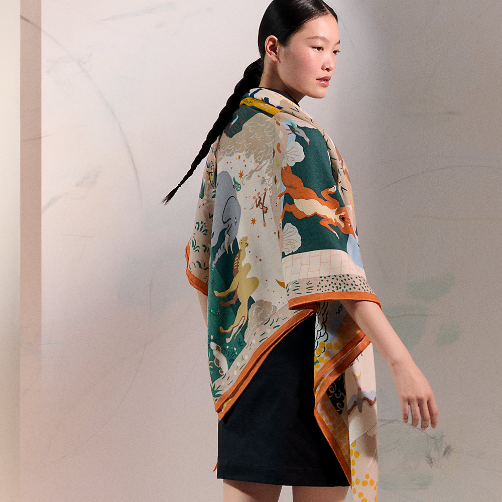 カレジェアン カシミアシルク 《イソップ物語》 - ベージュ | Hermès